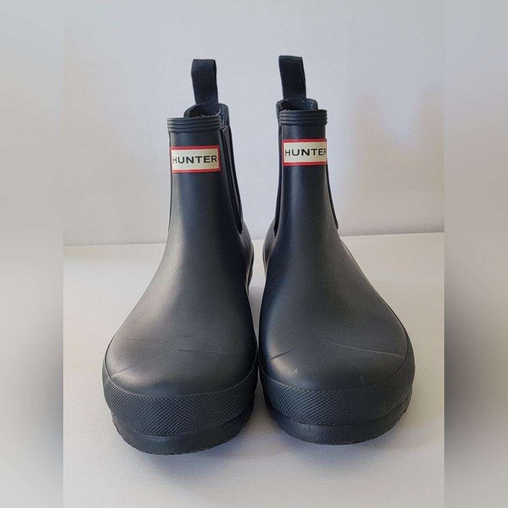Hunter Original Chelsea Wellie Rain Boots Navy Blue Matte Rubber Size 10 42 UK 8